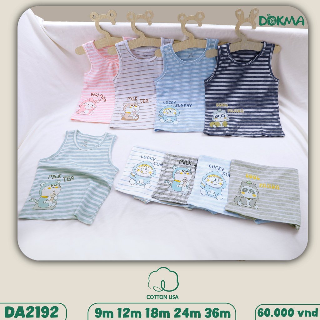 (8-13kg, 6-36M) Áo Ba Lỗ Dokma Thoáng Mát Bé Trai, Bé Gái DA2192 DA2875