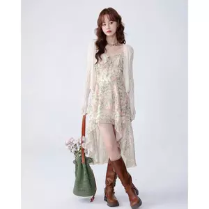 🍊 Set đầm hoa 2s voan bèo + cardigan kem lưới 🔥𝐇𝐨𝐚̉ 𝐓𝐨̂́𝐜🔥 𝐌𝐄𝐎𝐈𝐍𝐃𝐀𝐇𝐎𝐔𝐒𝐄