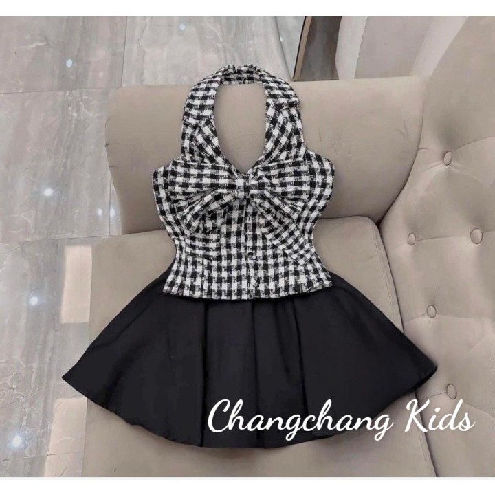 Bộ áo yếm chân váy bé gái vải mềm có lót quần áo thun sa lưng mặc dễ chịu cho mẹ và bé 3,4,5,6,7,8,9,10,12,13,14,15 tuổi
