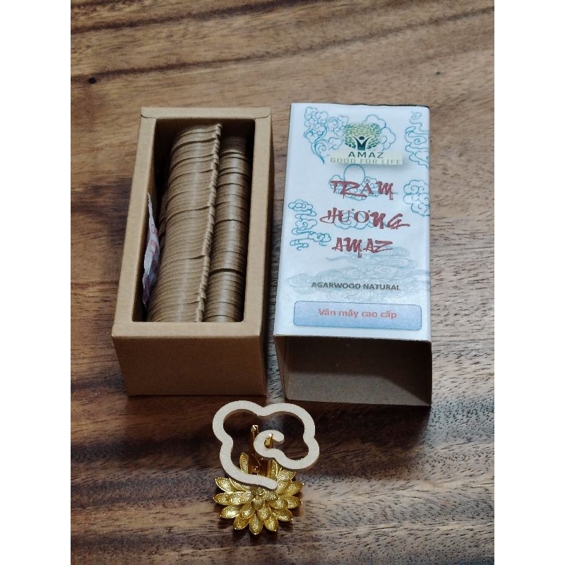 TẶNG KẸP SEN/ Khay tre -Trầm hương vân mây đặc biệt
