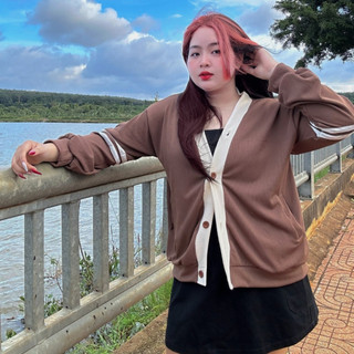 Áo Khoác Cardigan Bigsize Nữ Phối Viền Cá Tính Phong Cách Hàn Quốc Vải Nỉ Gân KHOAC7