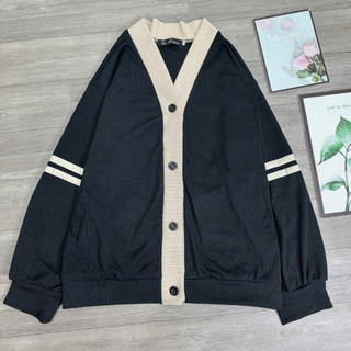 Áo Khoác Cardigan Bigsize Nữ Phối Viền Cá Tính Phong Cách Hàn Quốc Vải Nỉ Gân KHOAC7