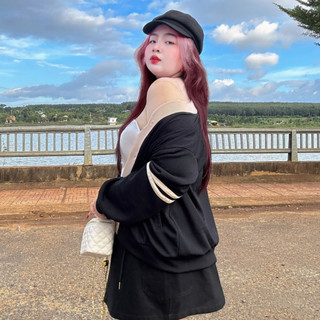 Áo Khoác Cardigan Bigsize Nữ Phối Viền Cá Tính Phong Cách Hàn Quốc Vải Nỉ Gân KHOAC7