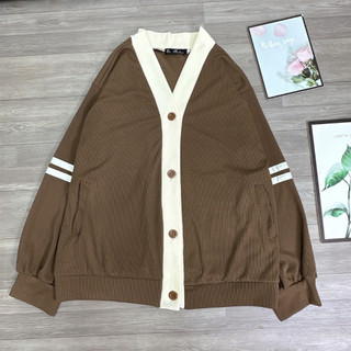 Áo Khoác Cardigan Bigsize Nữ Phối Viền Cá Tính Phong Cách Hàn Quốc Vải Nỉ Gân KHOAC7