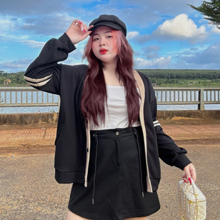 Áo Khoác Cardigan Bigsize Nữ Phối Viền Cá Tính Phong Cách Hàn Quốc Vải Nỉ Gân KHOAC7