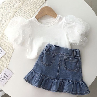 Chân váy jean bé gái đuôi cá cách điệu sz 12-22kg, chân váy cho bé gái