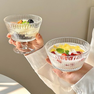 Bộ 6 Ly thủy tinh 255ml, ly đựng kem có chân, ly uống cocktail trong quán cà phê, quán bar, pub