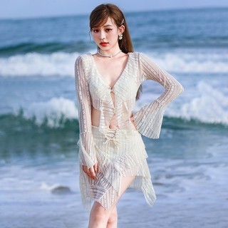 Bộ Đồ Bơi Bikini 3 Mảnh Có Dây Đeo Phối Ren Nâng Ngực Thời Trang