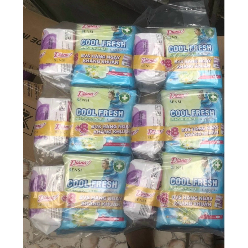 Bộ 6 gói băng Vệ Sinh Diana Sensi Cool Fresh Mát Dịu Siêu Mỏng Cánh 8 miếng