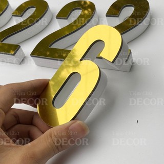 Chữ Nổi Vàng Gương 15cm T1 In Hoa Dán Tường Trang Trí Shop - Chữ Decor Biển quảng cáo Chất Liệu Fomex Alu