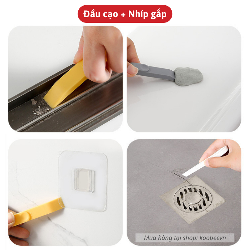 Bàn chải cọ rửa nhà tắm nhà bếp lông cứng có tay cầm kèm nhíp gắp rác đa năng tiện lợi | 040