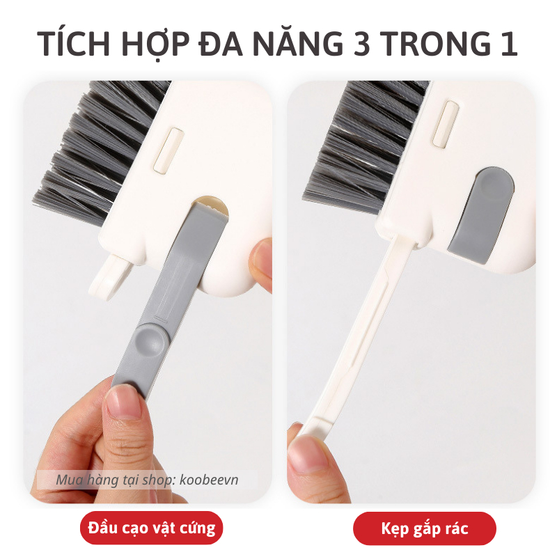 Bàn chải cọ rửa nhà tắm nhà bếp lông cứng có tay cầm kèm nhíp gắp rác đa năng tiện lợi | 040