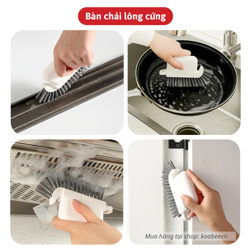 Bàn chải cọ rửa nhà tắm nhà bếp lông cứng có tay cầm kèm nhíp gắp rác đa năng tiện lợi | 040