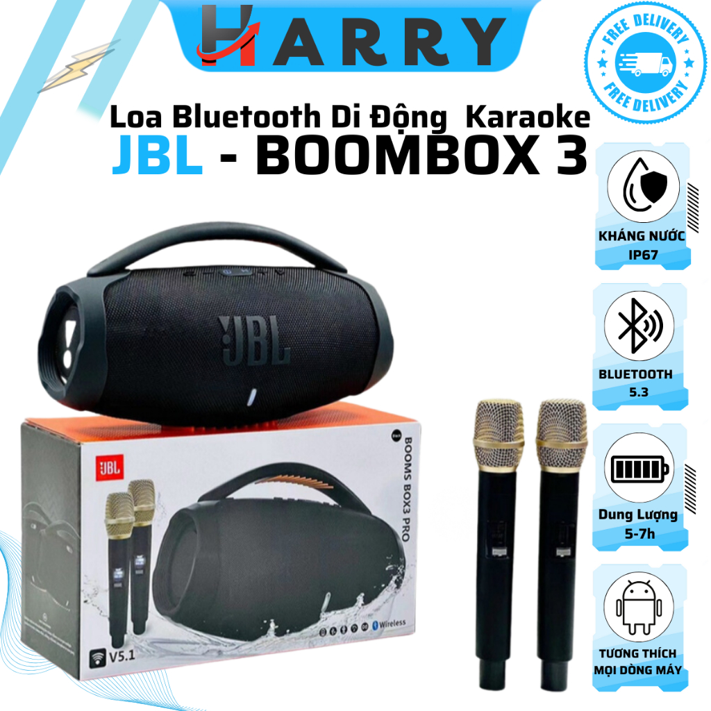 LOA BLUETOOT BOOMBOX 3 Siêu Bass Nghe Nhạc Hay Bass Trầm Dùng Được Usb Thẻ Nhớ Cổng 3.5 hot
