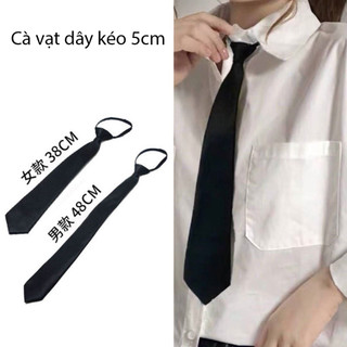 Cà vạt học sinh, sinh viên thắt sẵn chụp kỉ yếu bằng lụa cao cấp bản nhỏ 5cm - Cavat thắt sẵn, cavat nam nữ
