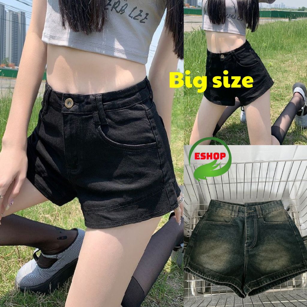 Quần Đùi Jean Nữ Bigsize ESHOP Quần Short Jean Nữ Form Rộng Lưng Trơn Có TúiThời Trang Bigsize M1088 Đẹp Dễ Thương