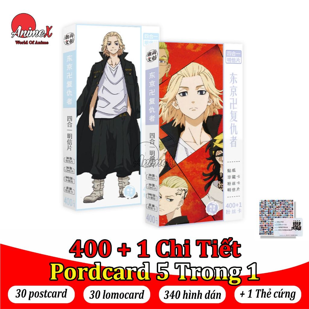 Hộp Postcard Bưu thiếp 401 Chi Tiết Nhiều Anime/Manga Onepiece Naruto Kimetsu No Jaiba Jujutsu Kaisen Spy X Family