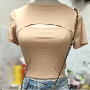 Áo thun tăm croptop khoét ngực MngO - dư xịn