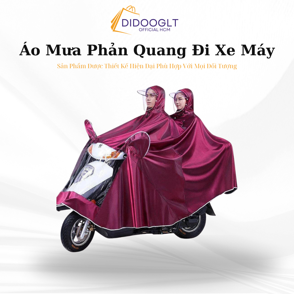 Áo mưa choàng 1 mũ 2 mũ cỡ lớn đi xe máy vải dù chống rách có kính chắn mưa siêu rộng ( didooglt )