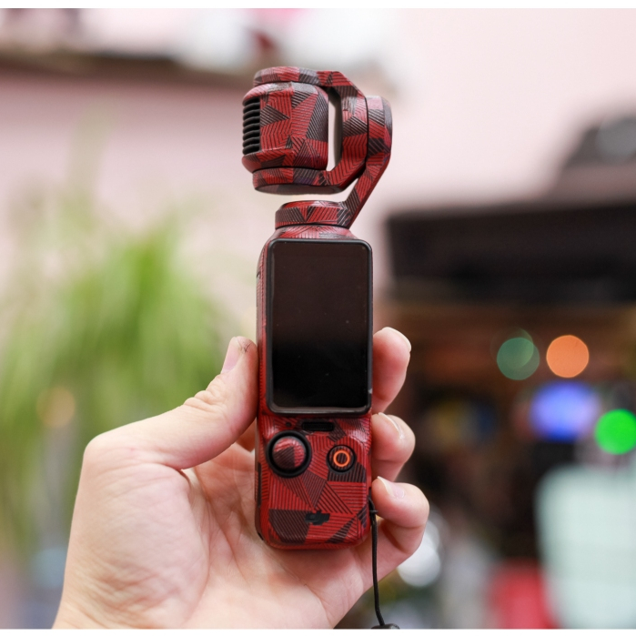 Skin dán DJI Osmo Pocket 3 mẫu Nordic đỏ | Film 3M vân nổi | Có custom theo yêu cầu | Miếng dán bảo vệ chống xước