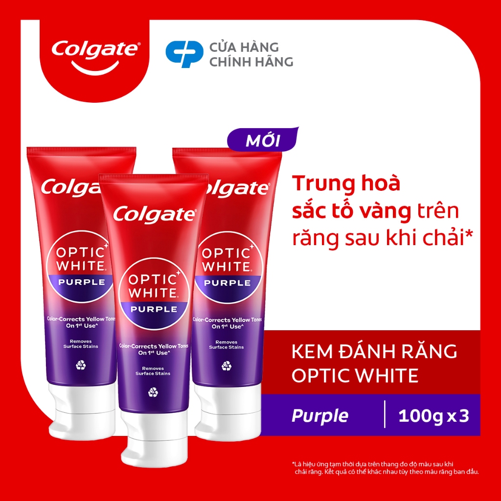 Kem Đánh Răng Colgate Trắng Răng Optic White Purple 100g Công Nghệ Sắc 