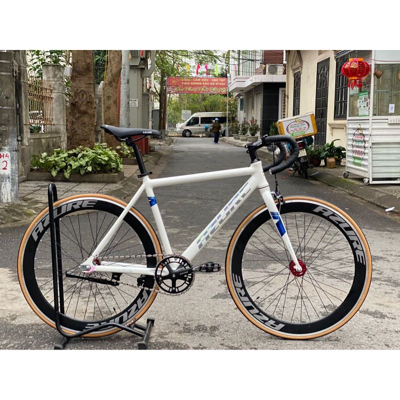 Xe đạp Fixed Gear khung nhôm,có tay phanh AZURE, HTBK (Tặng đèn + lục ...