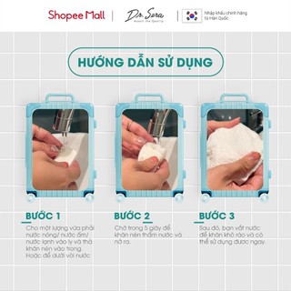 Gói 30 viên khăn mặt nén Hàn Quốc 24*30cm cotton tiệt trùng UV, tiện lợi, gọn nhẹ du lịch DR.SERA