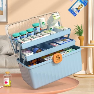 Hộp đựng thuốc gia đình có tay cầm và khoá hộp chắc chắn, chất liệu PP siêu bền