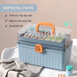 Hộp đựng thuốc gia đình có tay cầm và khoá hộp chắc chắn, chất liệu PP siêu bền