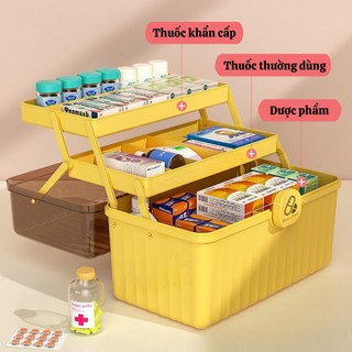 Hộp đựng thuốc gia đình có tay cầm và khoá hộp chắc chắn, chất liệu PP siêu bền