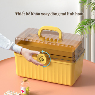 Hộp đựng thuốc gia đình có tay cầm và khoá hộp chắc chắn, chất liệu PP siêu bền