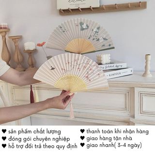 Quạt Cổ Trang Cầm Tay Vải Xếp Gấp Gọn Phong Cách Trung Hoa DDQ33