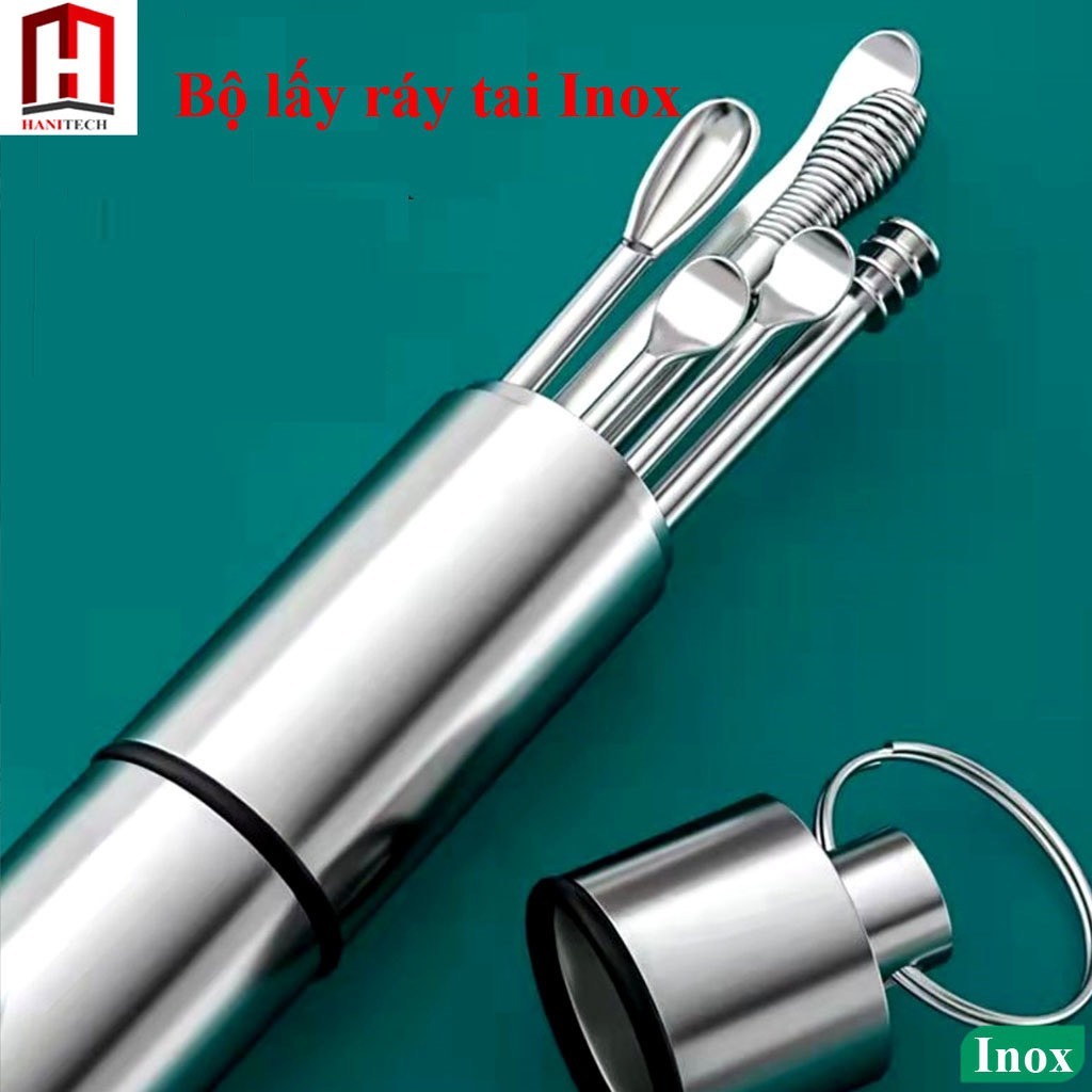 Bộ lấy ráy tai, bộ dụng cụ ngoáy tai chuyên nghiệp Inox kèm hộp ...