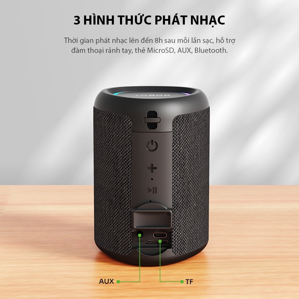 Ảnh Loa Bluetooth Mini ROBOT RB120 Công Suất 5W Đèn Led RGB Hỗ Trợ Kết Nối Thẻ Nhớ Tiện Lợi Âm Bass Mạnh 3
