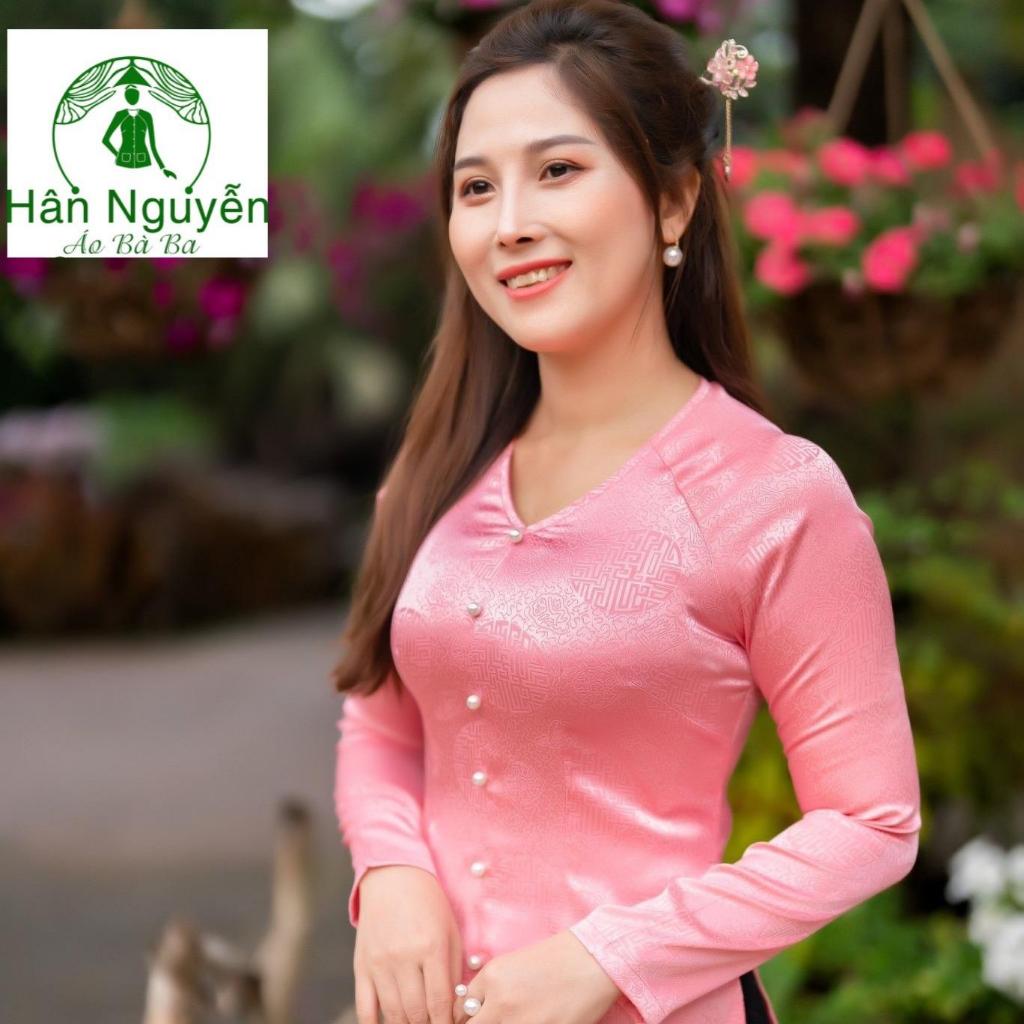 Hân Nguyễn Áo Bà Ba - B.A40 ( ÁO LẺ ) Bà Ba Gấm Đồng Tiền Cổ Tim Dây Kéo