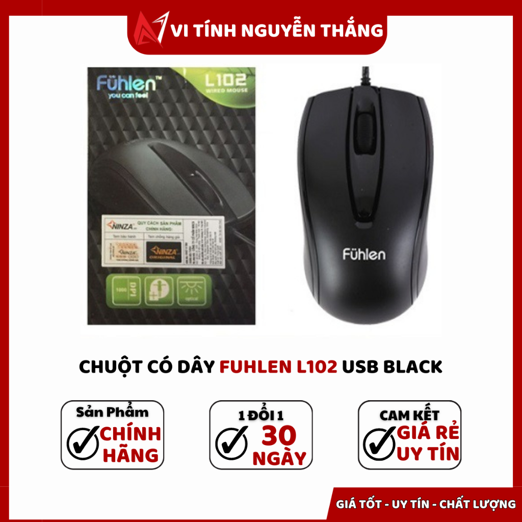 CHUỘT CÓ DÂY FUHLEN L102 USB BLACK | Shopee Việt Nam