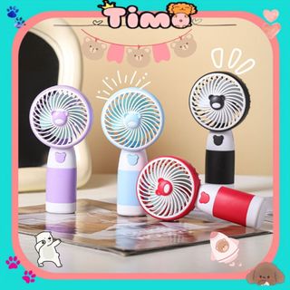 Quạt USB Tích Điện Sạc Mini Cầm Tay Để Bàn Hình Gấu Timo DDQ28