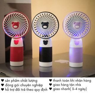 Quạt USB Tích Điện Sạc Mini Cầm Tay Để Bàn Hình Gấu Timo DDQ28