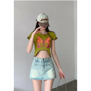 Chân váy quần jean, chân váy ngắn chữ A phom cách điệu túi xách phia sau - Gem Boutique - Jen Skirt