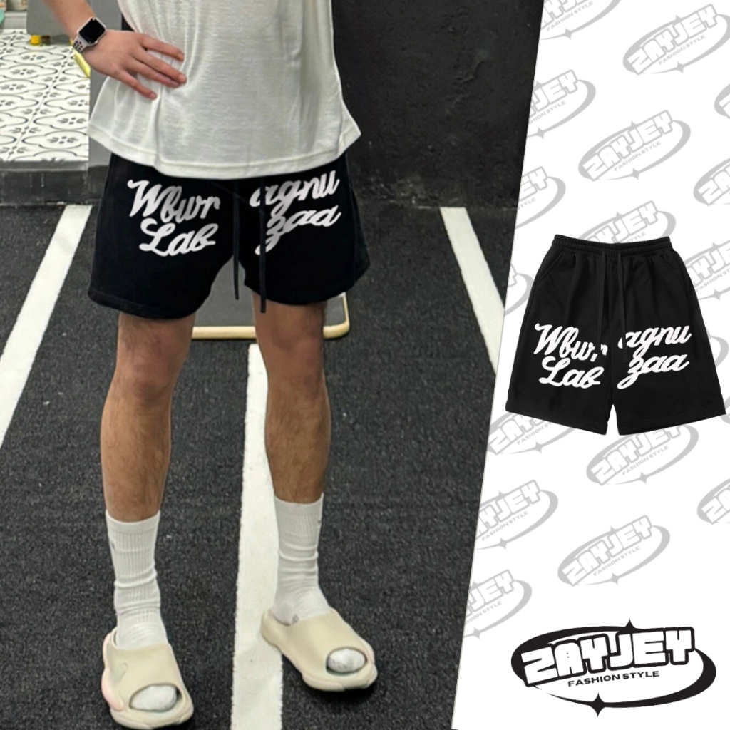 Quần Nỉ Ngố Nam Họa Tiết Chữ Nổi Bật Jayzey Short Thun Đùi Dày Dặn Có Túi Kết Hợp Dây Rút