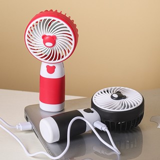 Quạt USB Tích Điện Sạc Mini Cầm Tay Để Bàn Hình Gấu Timo DDQ28