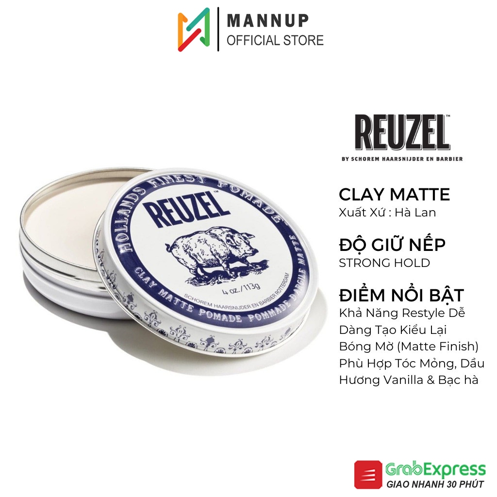 Sáp Vuốt Tóc Reuzel Clay Matte Pomade 35g/113g | Shopee Việt Nam