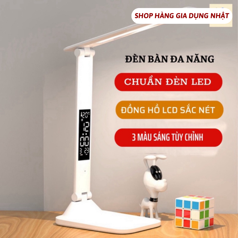 Đèn LED Để Bàn Đa Năng, Đèn Học Để Bàn Chống Cận Cao Cấp Với 3 Màu Sáng Và Đồng Hồ LCD Sắc Nét SP24