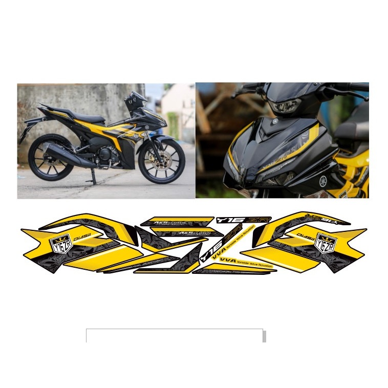 Tem rời exciter 155 mâu y16zr,cao cấp,chất liệu in PPF,chống nước,không phai màu,thích hợp nền vàng đen