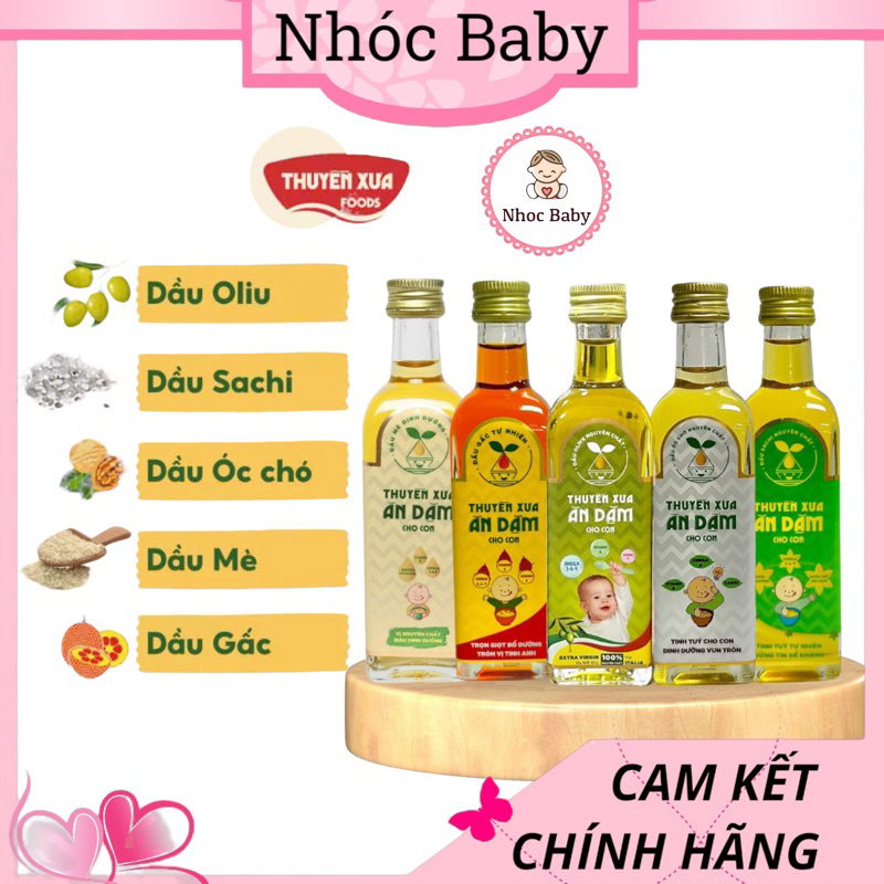 Dầu ăn dặm Thuyền Xưa cho bé 6m+ ;dầu gấc, dầu óc chó, dầu oliu, dầu mè ...
