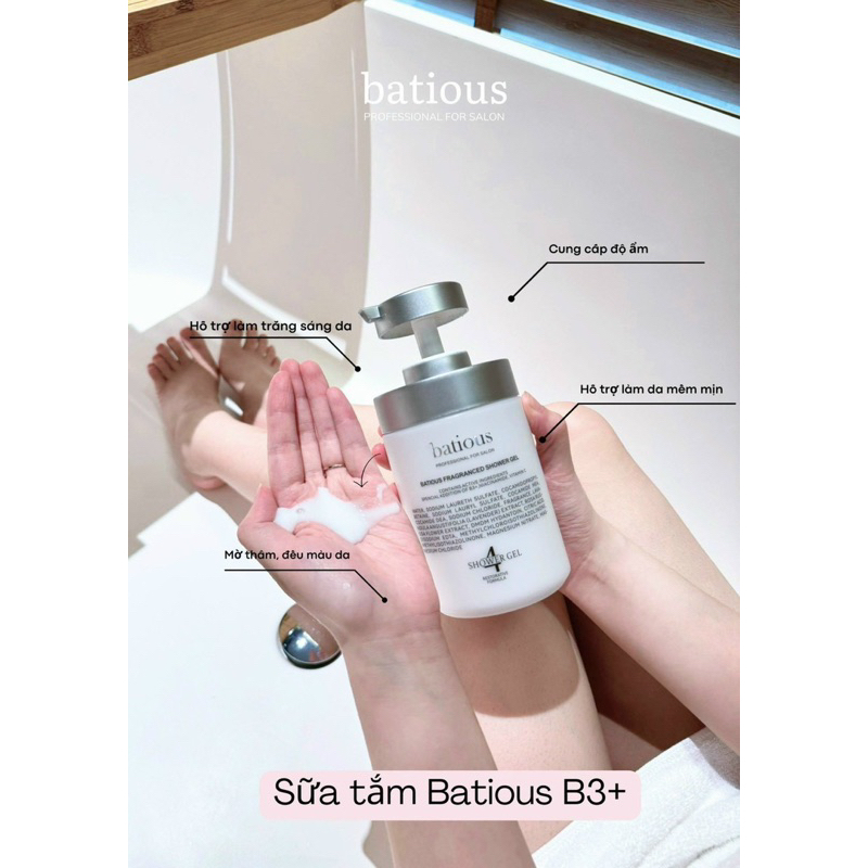 Sữa tắm BATIOUS B3+ 500ml hạn 2028 trắng da mờ thâm IS231