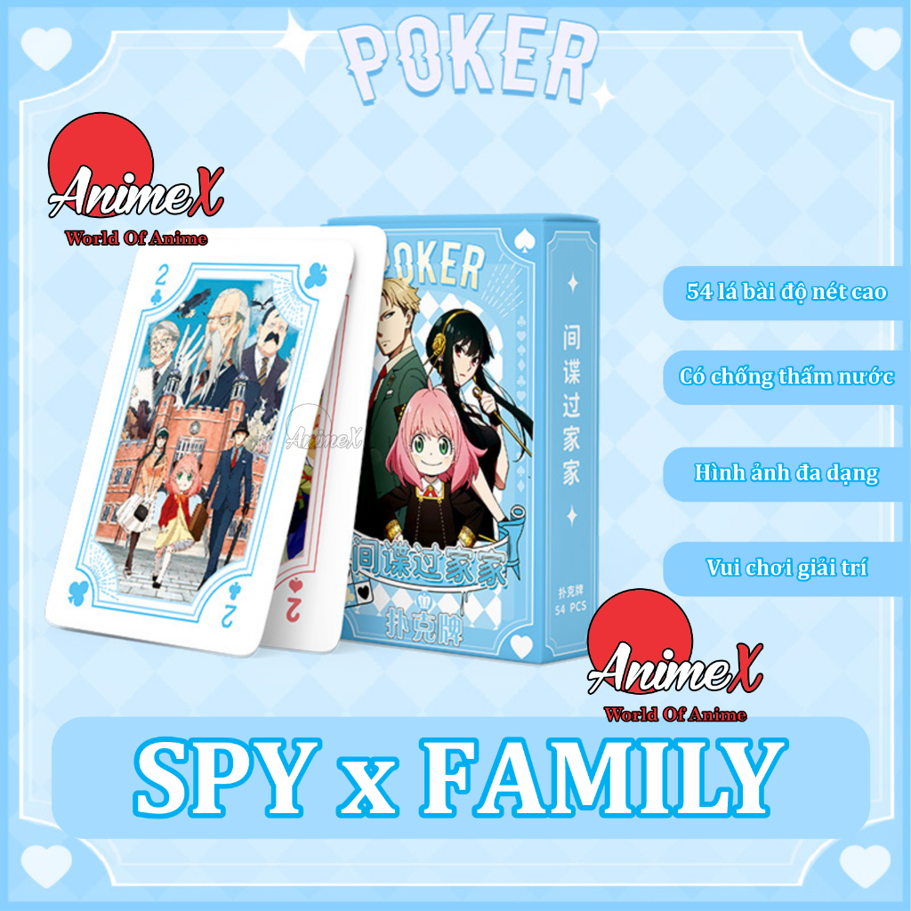 Hộp Bài Tây Poker Nhiều Anime One Piece Naruto Thanh Gươm Diệt Quỷ Spy X Family Conan