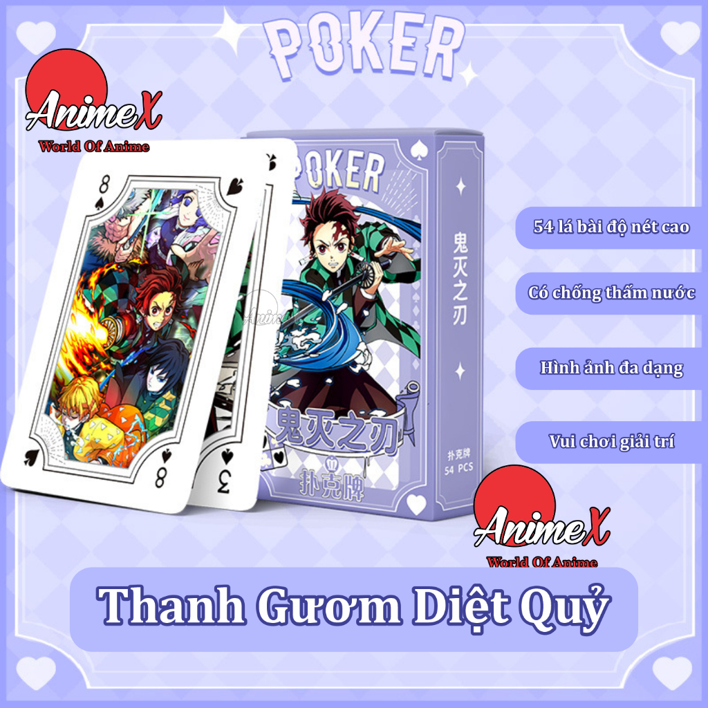Hộp Bài Tây Poker Nhiều Anime One Piece Naruto Thanh Gươm Diệt Quỷ Spy X Family Conan