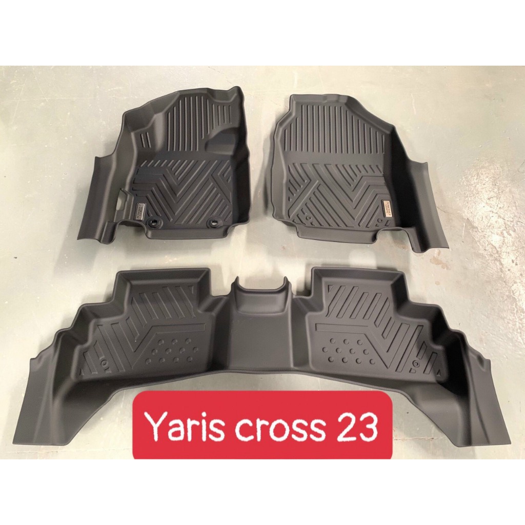 Thảm lót sàn NHỰA 5D xe Toyota Yaris Cross 2023 2024, 2025 Thảm TPE TRÀN VIỀN đúc nguyên khối theo xe. Bộ 3 miếng