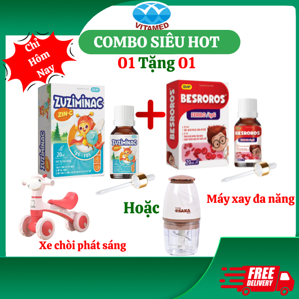 Combo siêu hot bộ đôi vi chất bổ sung Sắt BESROROS+ Kẽm ZUZIMINAC tặng quà khủng